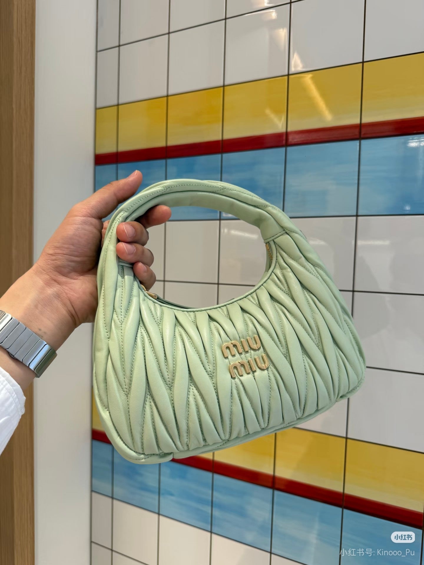 Miu Miu Wander Matelassé Nappa Leather Hobo Bag