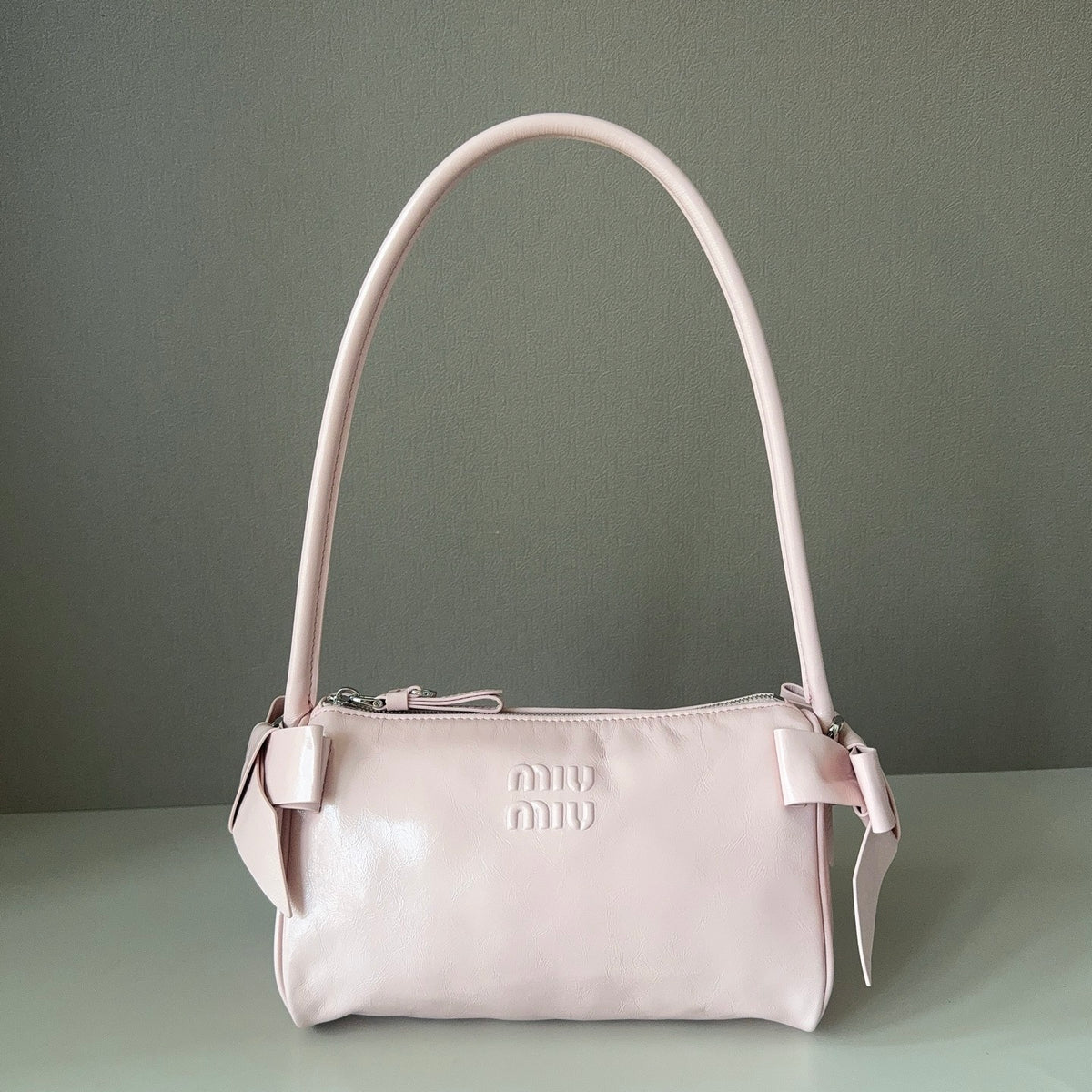 Miu Miu Blush Shiny Leather Pouch