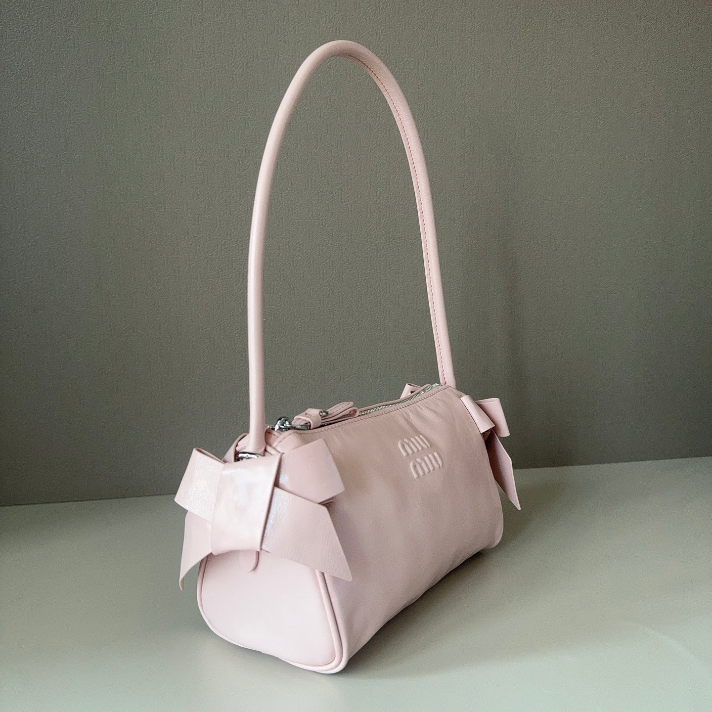 Miu Miu Blush Shiny Leather Pouch