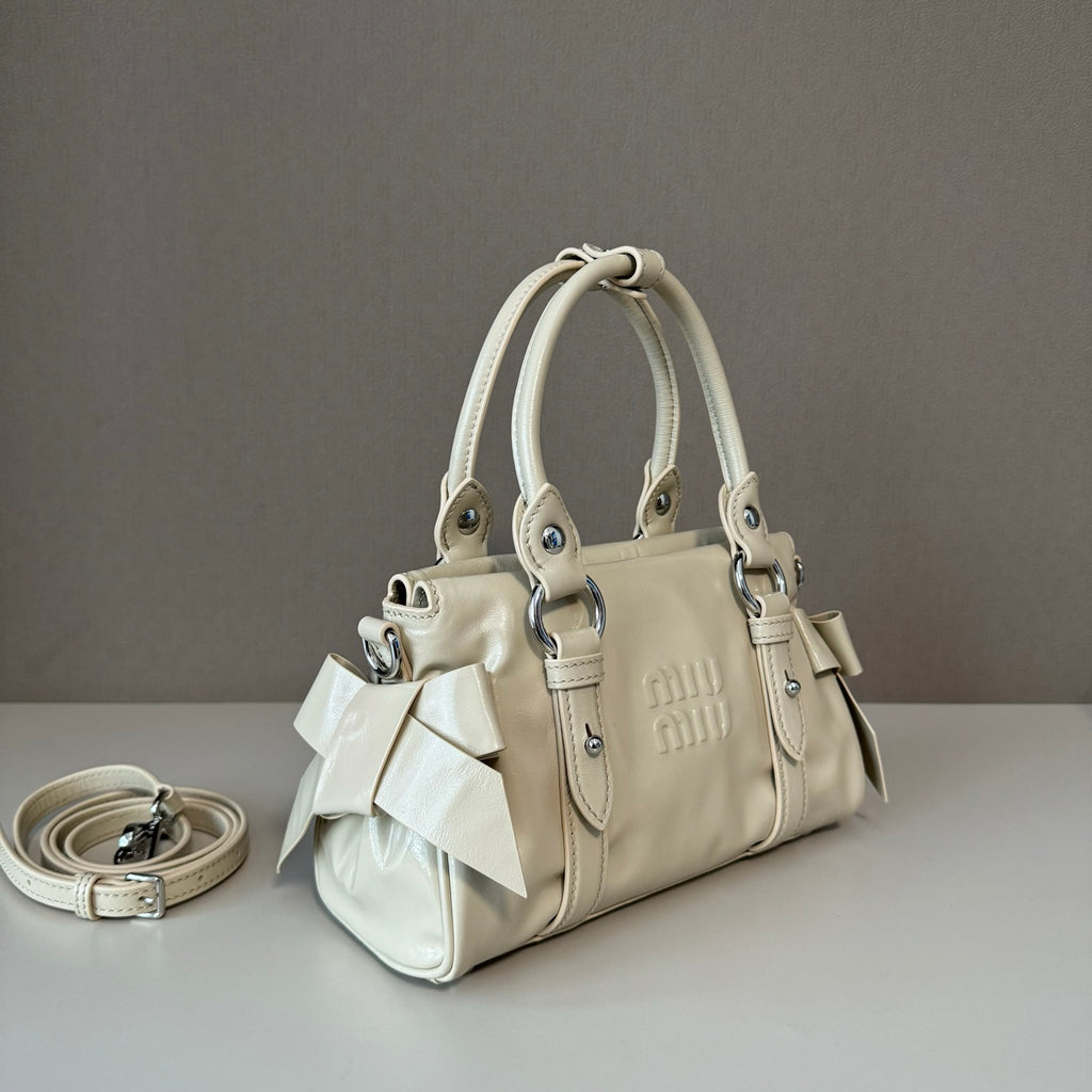 Miu Miu Shiny Leather Top Handle Calfskin