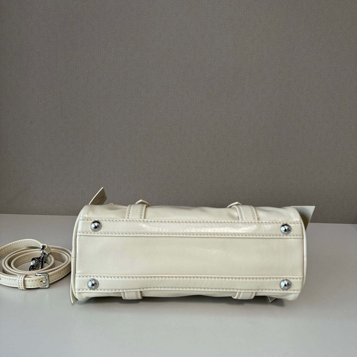 Miu Miu Shiny Leather Top Handle Calfskin