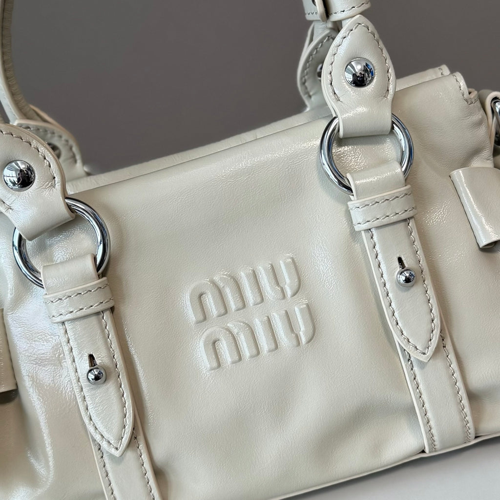 Miu Miu Shiny Leather Top Handle Calfskin