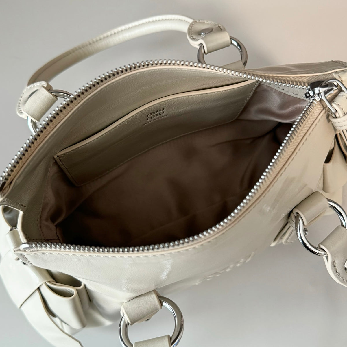 Miu Miu Shiny Leather Top Handle Calfskin