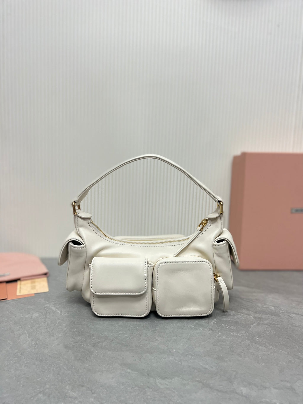 Miu Miu Pocket Leather Nappa Shoulder Bag
