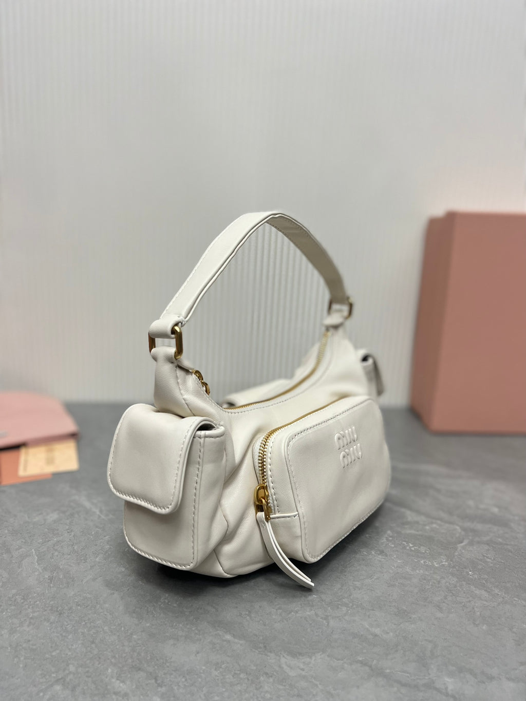 Miu Miu Pocket Leather Nappa Shoulder Bag