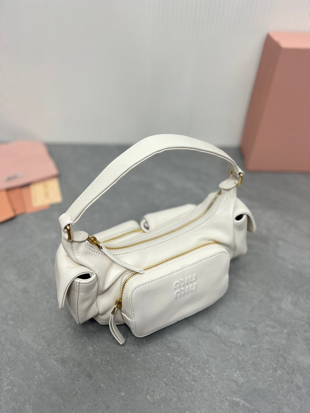 Miu Miu Pocket Leather Nappa Shoulder Bag
