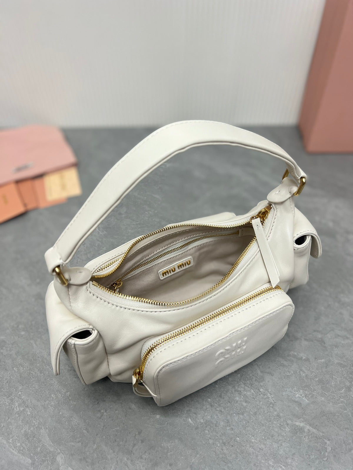 Miu Miu Pocket Leather Nappa Shoulder Bag