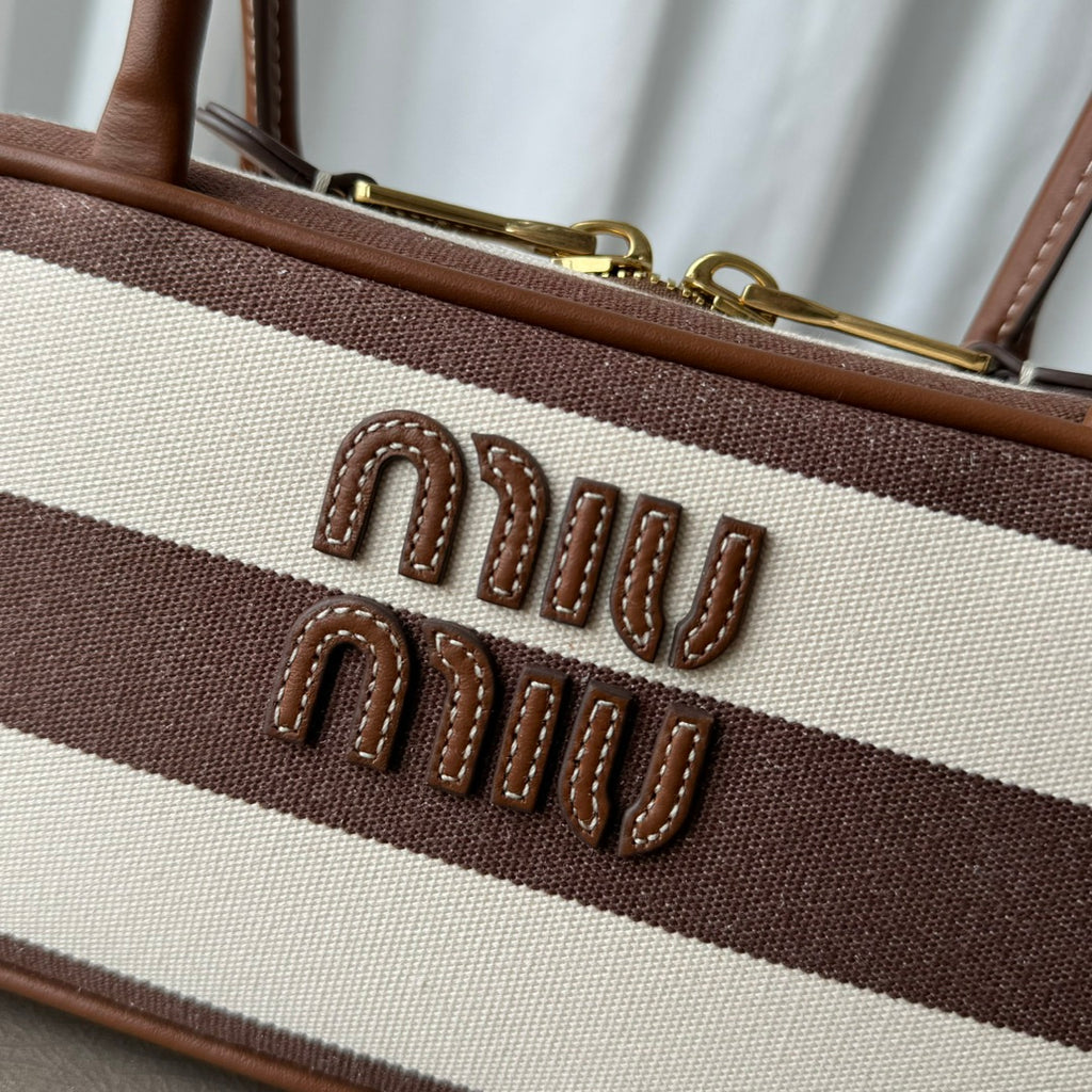 Miu Miu Beau Leather Tote Top Handle Bag