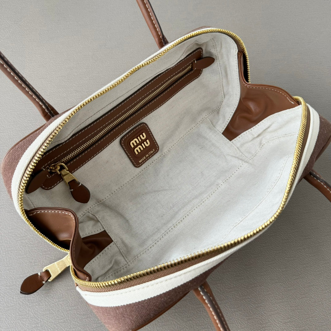 Miu Miu Beau Leather Tote Top Handle Bag