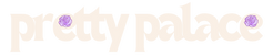 Logo of 'pretty palace' with decorative elements on a light background